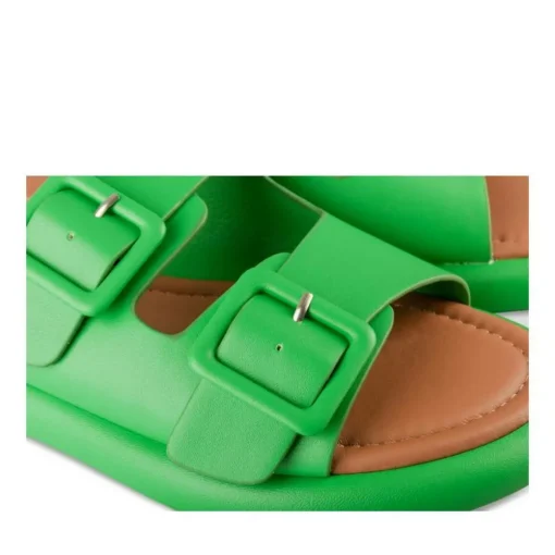 Mules VERT Femme Motif Uni A Enfiler