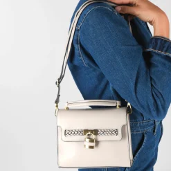 Sac à Main BEIGE Femme Motif Tressé