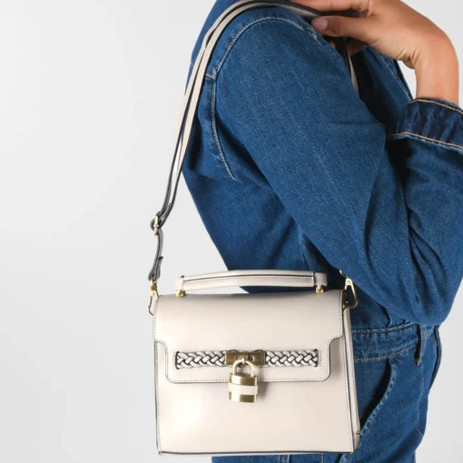 Sac à Main BEIGE Femme Motif Tressé