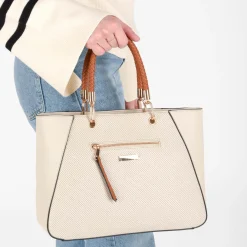 Sac à Main BEIGE Femme Motif Uni
