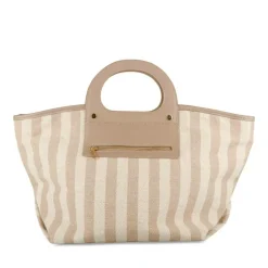 Sac à Main BEIGE Femme Motif Rayures