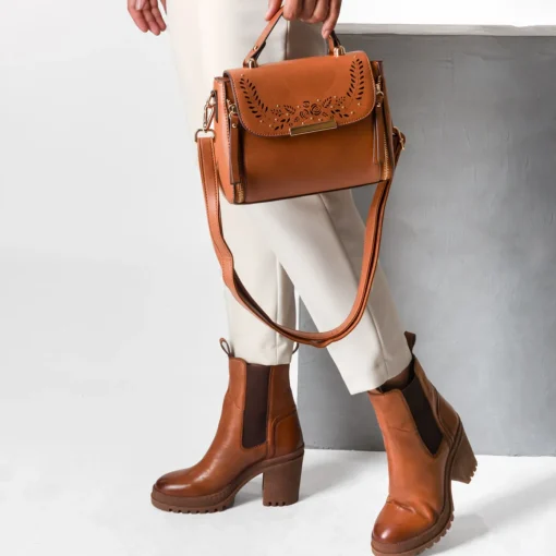 Sac à Main MARRON Femme Motif Fleuri