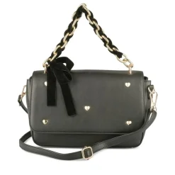 Sac à Main NOIR Femme Motif Coeurs