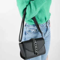 Sac à Main NOIR Femme Motif Chaîne