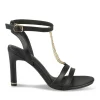 Sandales Aiguille NOIR Femme Motif Chaîne Boucle