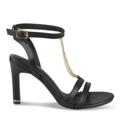 Sandales Aiguille NOIR Femme Motif Chaîne Boucle