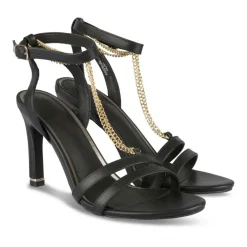 Sandales Aiguille NOIR Femme Motif Chaîne Boucle