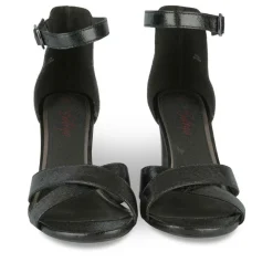 Sandales Aiguille NOIR Femme Motif Paillettes Boucle
