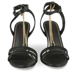 Sandales Aiguille NOIR Femme Motif Chaîne Boucle