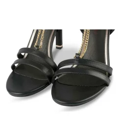Sandales Aiguille NOIR Femme Motif Chaîne Boucle