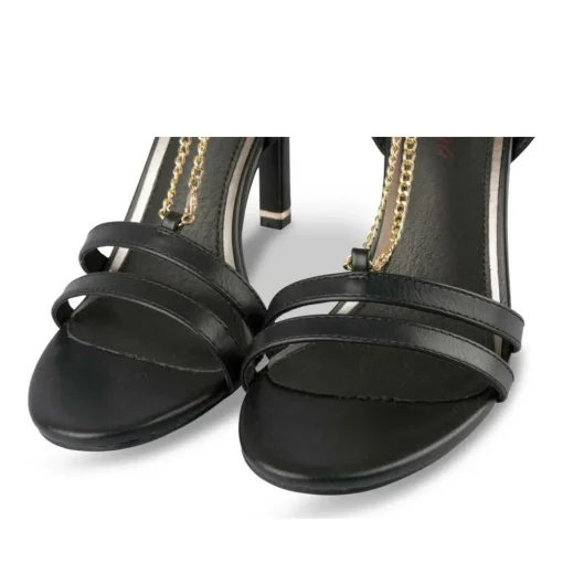 Sandales Aiguille NOIR Femme Motif Chaîne Boucle