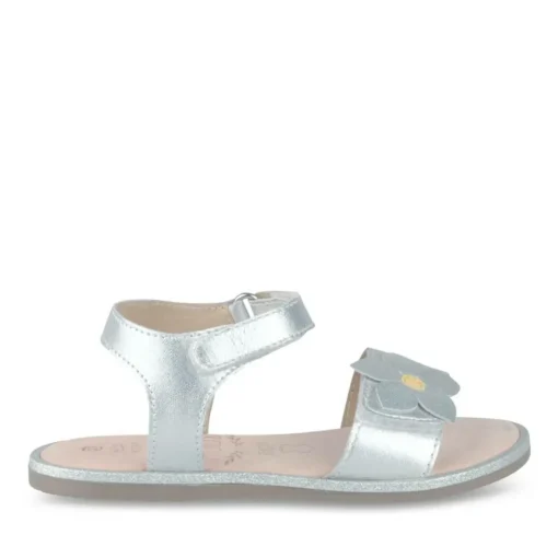 Sandales ARGENT Fille CUIR Motif Fleuri Scratch