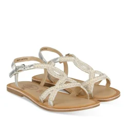 Sandales ARGENT Fille CUIR Motif Tressé Boucle