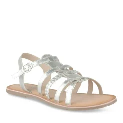 Sandales ARGENT Fille CUIR Motif Tressé Boucle