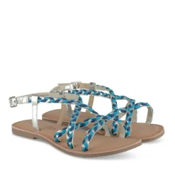 Sandales ARGENT Fille CUIR Motif Tressé Boucle