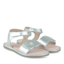 Sandales ARGENT Fille CUIR Motif Fleuri Scratch