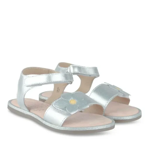 Sandales ARGENT Fille CUIR Motif Fleuri Scratch