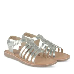 Sandales ARGENT Fille CUIR Motif Tressé Scratch