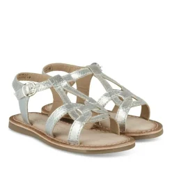 Sandales ARGENT Fille CUIR Motif Iridescent Boucle