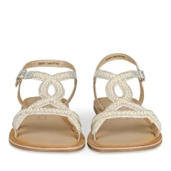 Sandales ARGENT Fille CUIR Motif Tressé Boucle