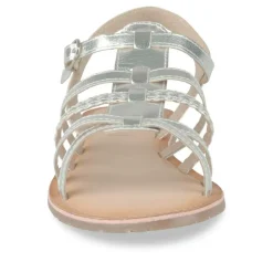 Sandales ARGENT Fille CUIR Motif Tressé Boucle