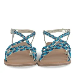 Sandales ARGENT Fille CUIR Motif Tressé Boucle