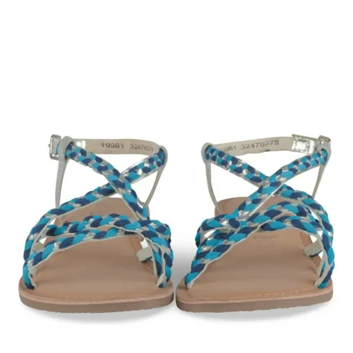 Sandales ARGENT Fille CUIR Motif Tressé Boucle