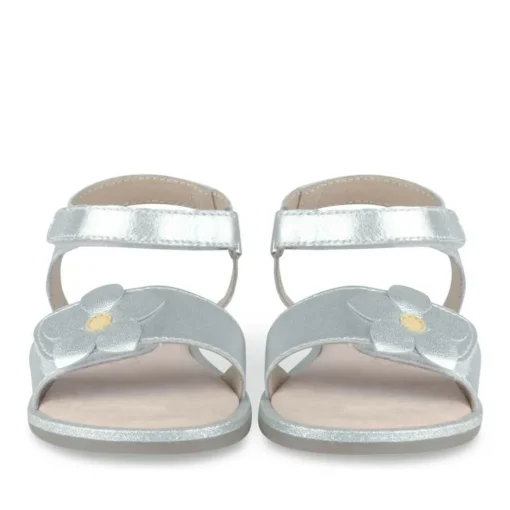 Sandales ARGENT Fille CUIR Motif Fleuri Scratch