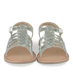 Sandales ARGENT Fille CUIR Motif Tressé Scratch