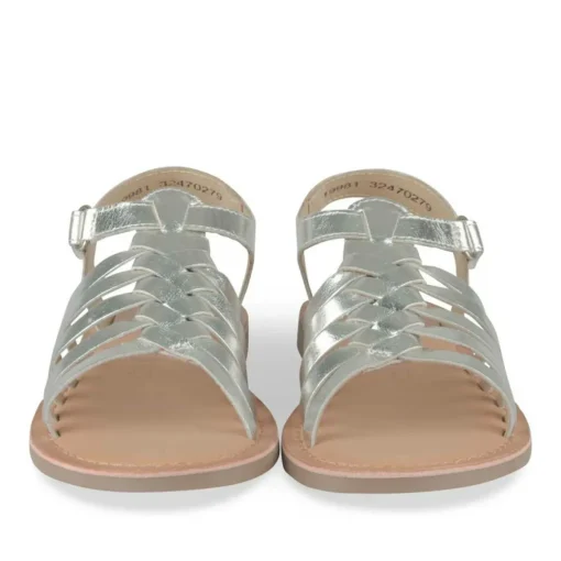 Sandales ARGENT Fille CUIR Motif Tressé Scratch