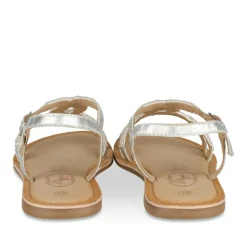 Sandales ARGENT Fille CUIR Motif Tressé Boucle
