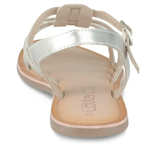Sandales ARGENT Fille CUIR Motif Tressé Boucle
