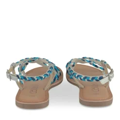 Sandales ARGENT Fille CUIR Motif Tressé Boucle