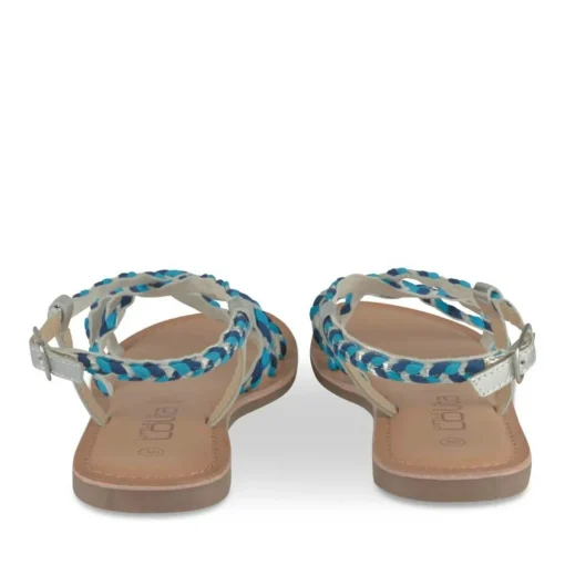 Sandales ARGENT Fille CUIR Motif Tressé Boucle