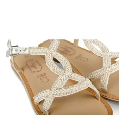 Sandales ARGENT Fille CUIR Motif Tressé Boucle