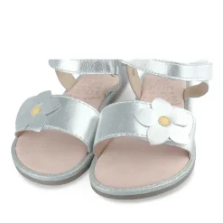 Sandales ARGENT Fille CUIR Motif Fleuri Scratch