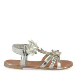 Sandales ARGENT Fille Motif Fleuri Elastique