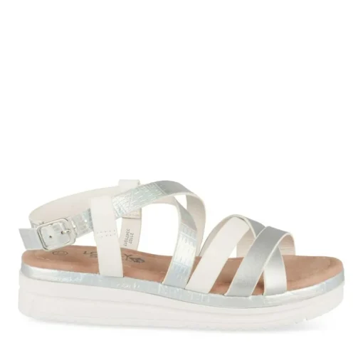 Sandales ARGENT Fille Motif Iridescent Boucle