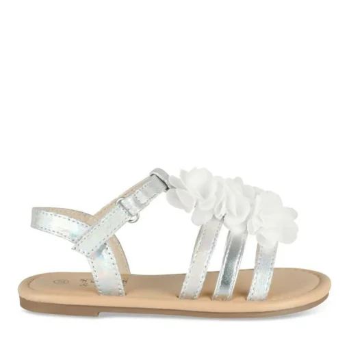 Sandales ARGENT Fille Motif Fleuri Scratch