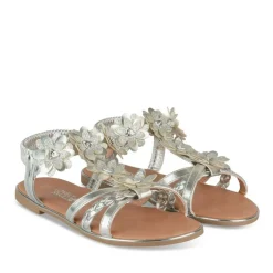 Sandales ARGENT Fille Motif Fleuri Elastique