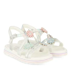 Sandales ARGENT Fille Motif Fleuri Scratch