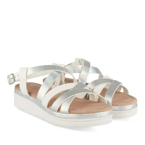 Sandales ARGENT Fille Motif Iridescent Boucle