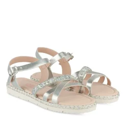 Sandales ARGENT Fille Motif Paillettes Boucle