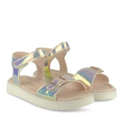 Sandales ARGENT Fille Motif Iridescent Scratch