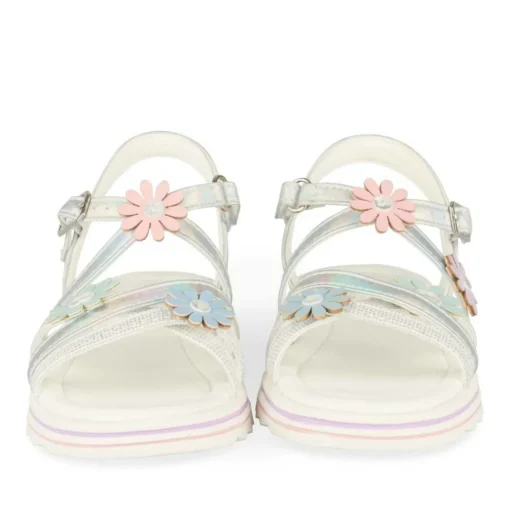 Sandales ARGENT Fille Motif Fleuri Scratch