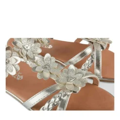 Sandales ARGENT Fille Motif Fleuri Elastique