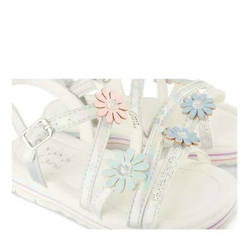 Sandales ARGENT Fille Motif Fleuri Scratch