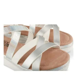 Sandales ARGENT Fille Motif Iridescent Boucle