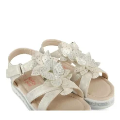 Sandales ARGENT Fille Motif Fleuri Scratch