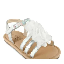 Sandales ARGENT Fille Motif Fleuri Scratch